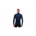 SENSOR MERINO DF pánské triko dl. rukáv zip deep blue