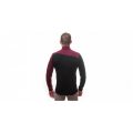 SENSOR MERINO EXTREME pánské triko dl.rukáv zip černá/port red