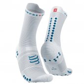 COMPRESSPORT PRO RACING SOCKS V4.0 RUN HIGH white/fjord blue + DÁREK DLE VÝBĚRU!