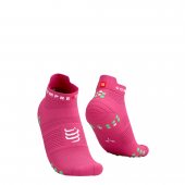 COMPRESSPORT PRO RACING SOCKS V4.0 RUN LOW hot pink/summer green + DÁREK DLE VÝBĚRU!