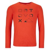 Ortovox 185 Merino Brand Outline Long Sleeve M hot orange + DÁREK DLE VÝBĚRU!