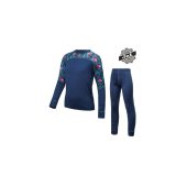 SENSOR MERINO IMPRESS SET dětský triko dl.rukáv + spodky deep blue/floral + DÁREK DLE VÝBĚRU!