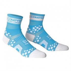 COMPRESSPORT ponožky FLUO V2 PRO RACING běžecké vysoké modré