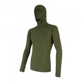 SENSOR MERINO DF pánské triko dl.rukáv s kapucí safari green