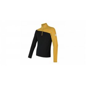 SENSOR MERINO EXTREME pánské triko dl.rukáv zip mustard/černá