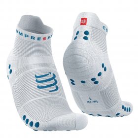 COMPRESSPORT PRO RACING SOCKS V4.0 RUN LOW white/fjord blue