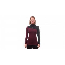 SENSOR MERINO EXTREME dámské triko dl.rukáv zip port red/černá