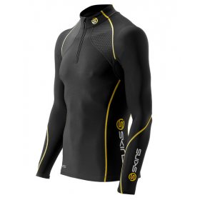 Skins Bio A200 Mens Black/Yellow Thermal L/S Mck Neck zip